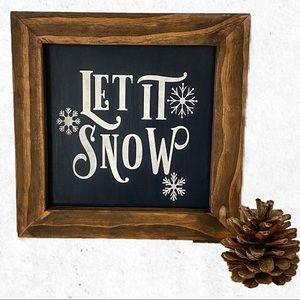 ❗️SALE❗️50% off “Let it snow” Navy Blue w/White 11”x11” Painted Christmas Sign